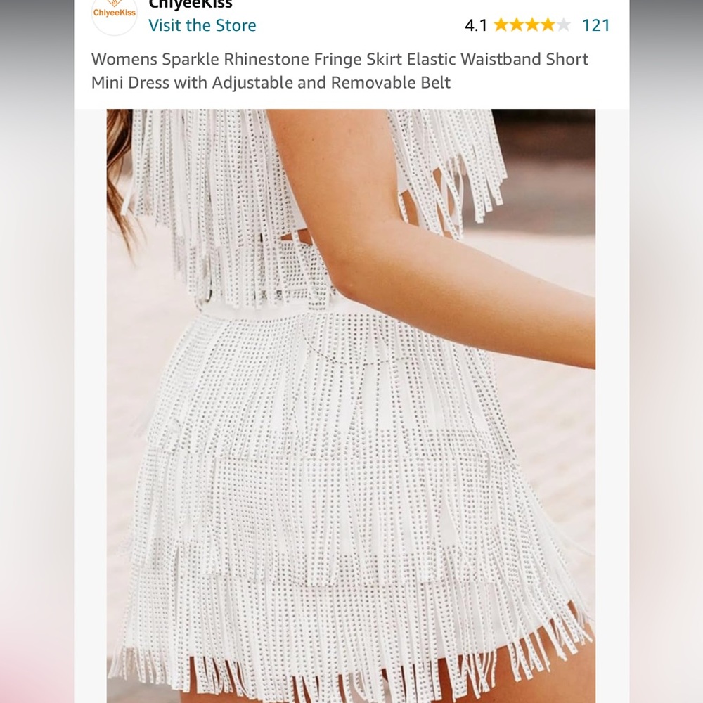 Sparkle Rhinestone Fringe Skirt - Picture 4 of 5